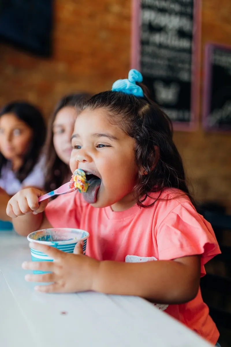 Young child eating ice cream in Ringgold, Georgia